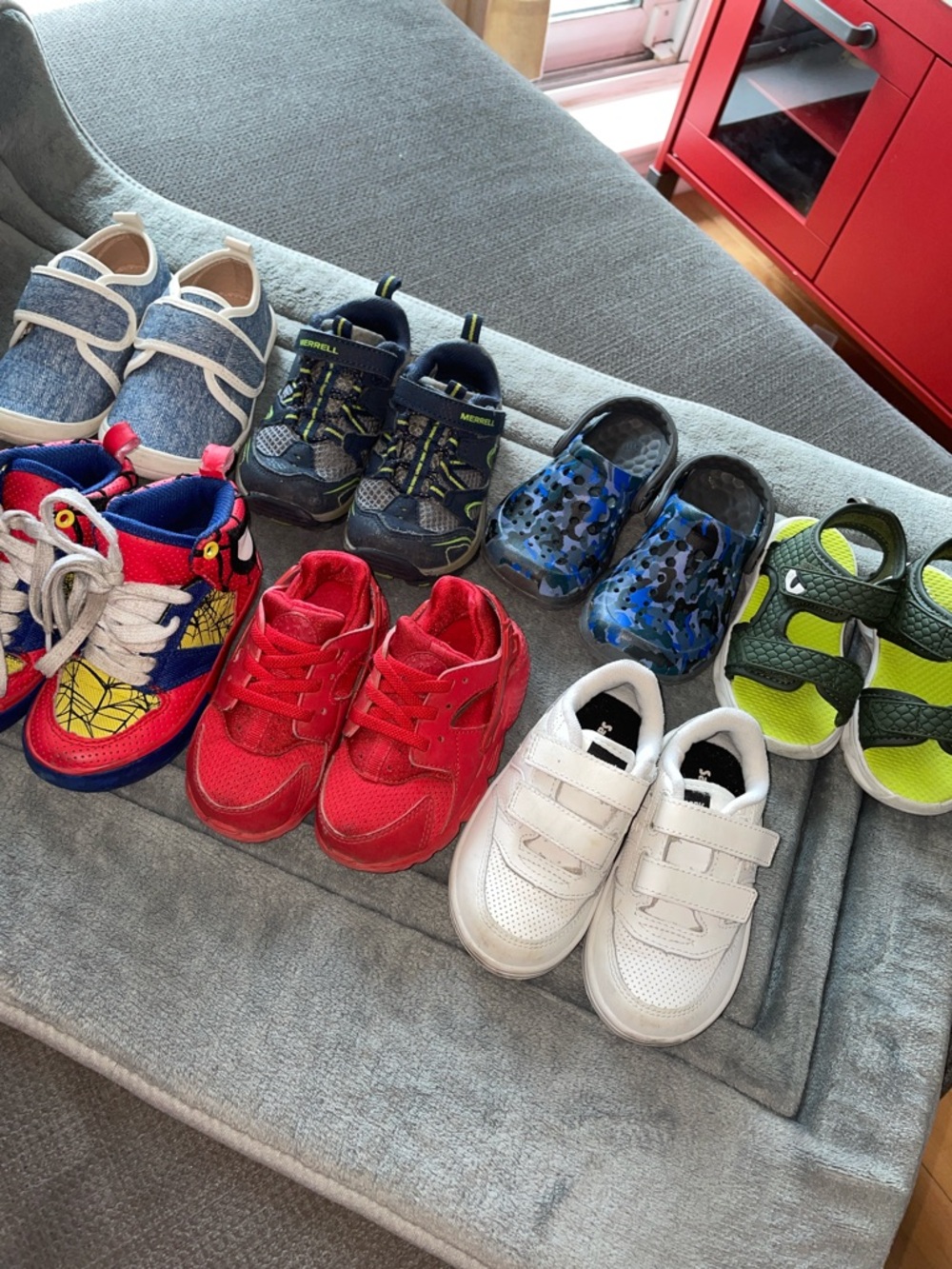 Lot of 7 - Toddler size 7 - 7.5 Boy sneakers and Sandals
